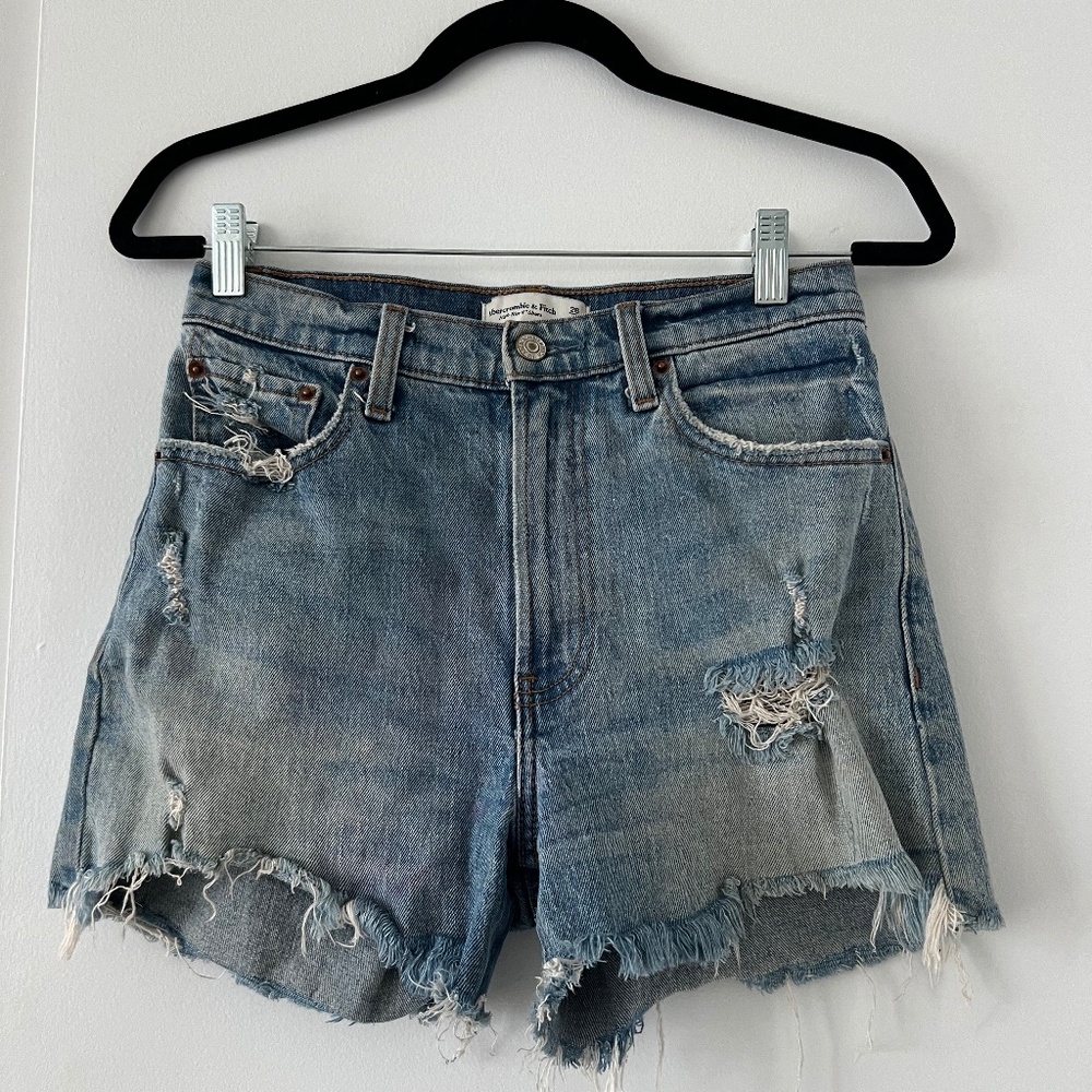 Abercrombie & Fitch Distressed High-Waisted Jean Shorts
